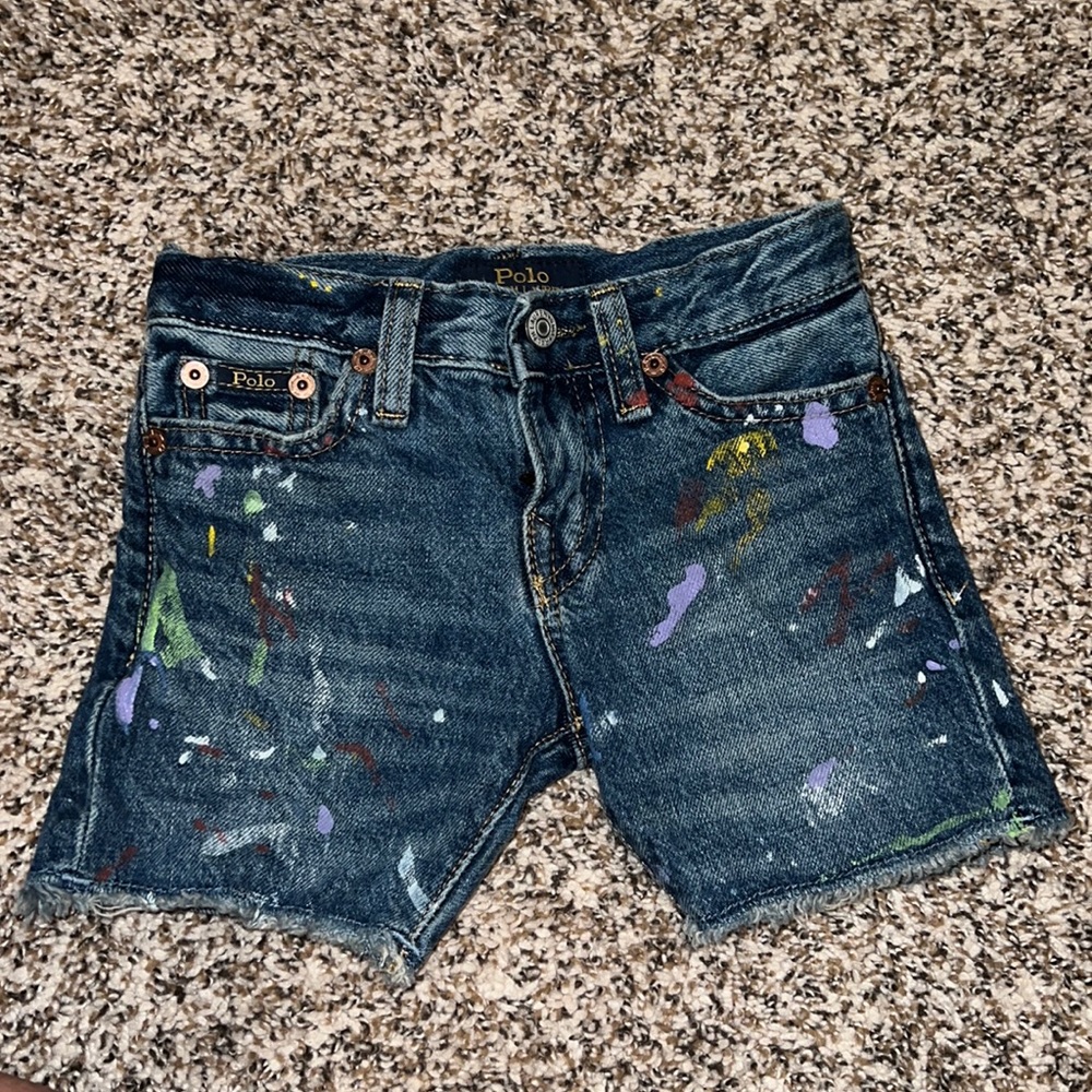 Paint-Splatter Sullivan Slim Denim Short / 2T